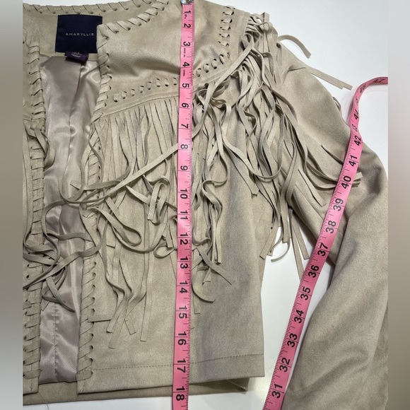Faux Suede Fringe Jacket Beige Size Medium - Picture 9 of 12
